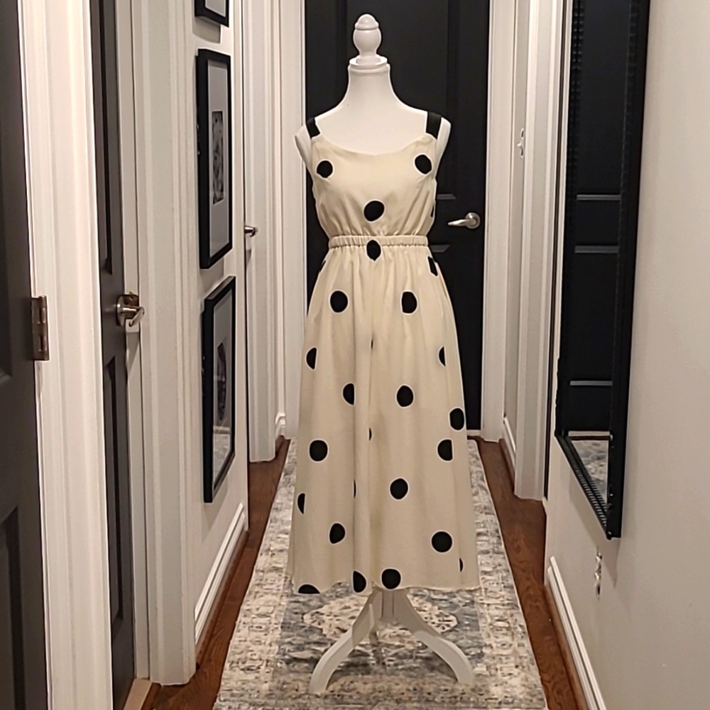 Cream Polka Dot Chiffon Dress  (Offers Accepted)